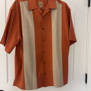 Jos. A. Bank Men's Orange and Tan Shirt 100% silk